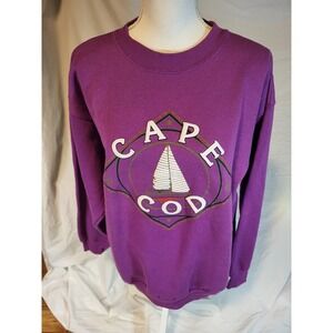 Vtge Cape Cod Purple USA Sail Boat Sweatshirt Size XL